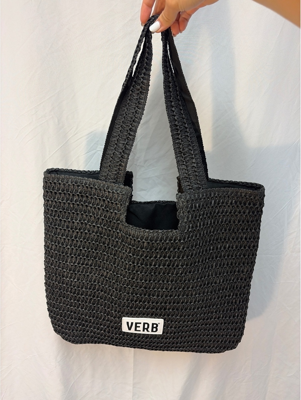 Anthropology VERB Black Crochet Tote Bag